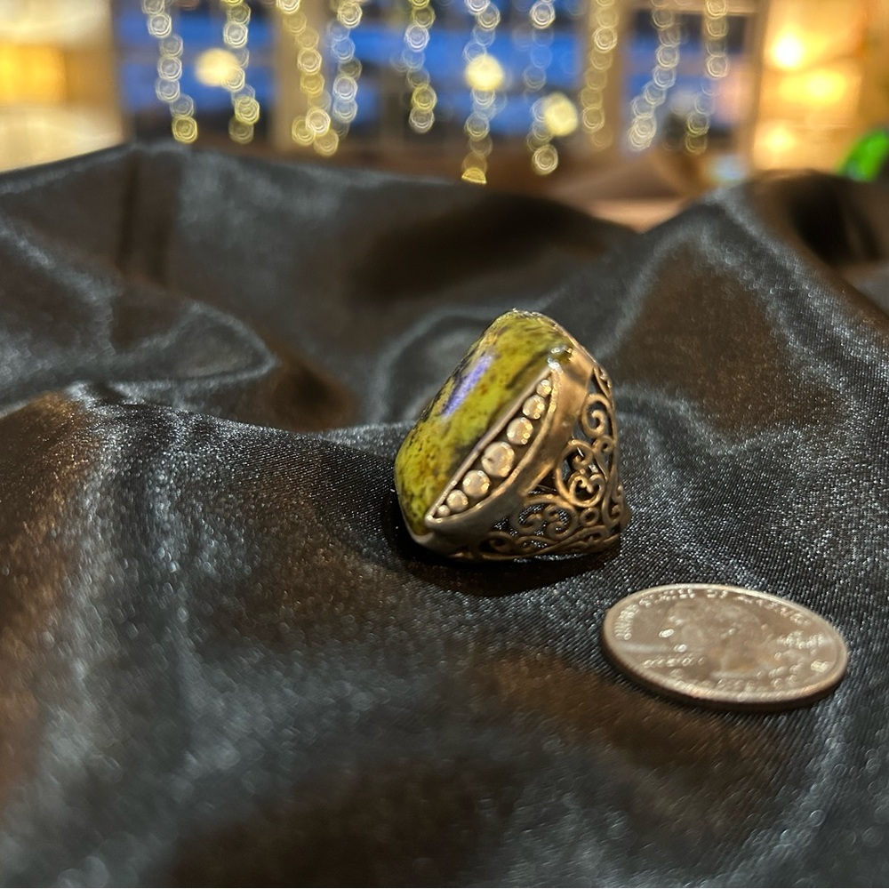 Massive Green Jasper Statement Ring- Southwestern… - image 3